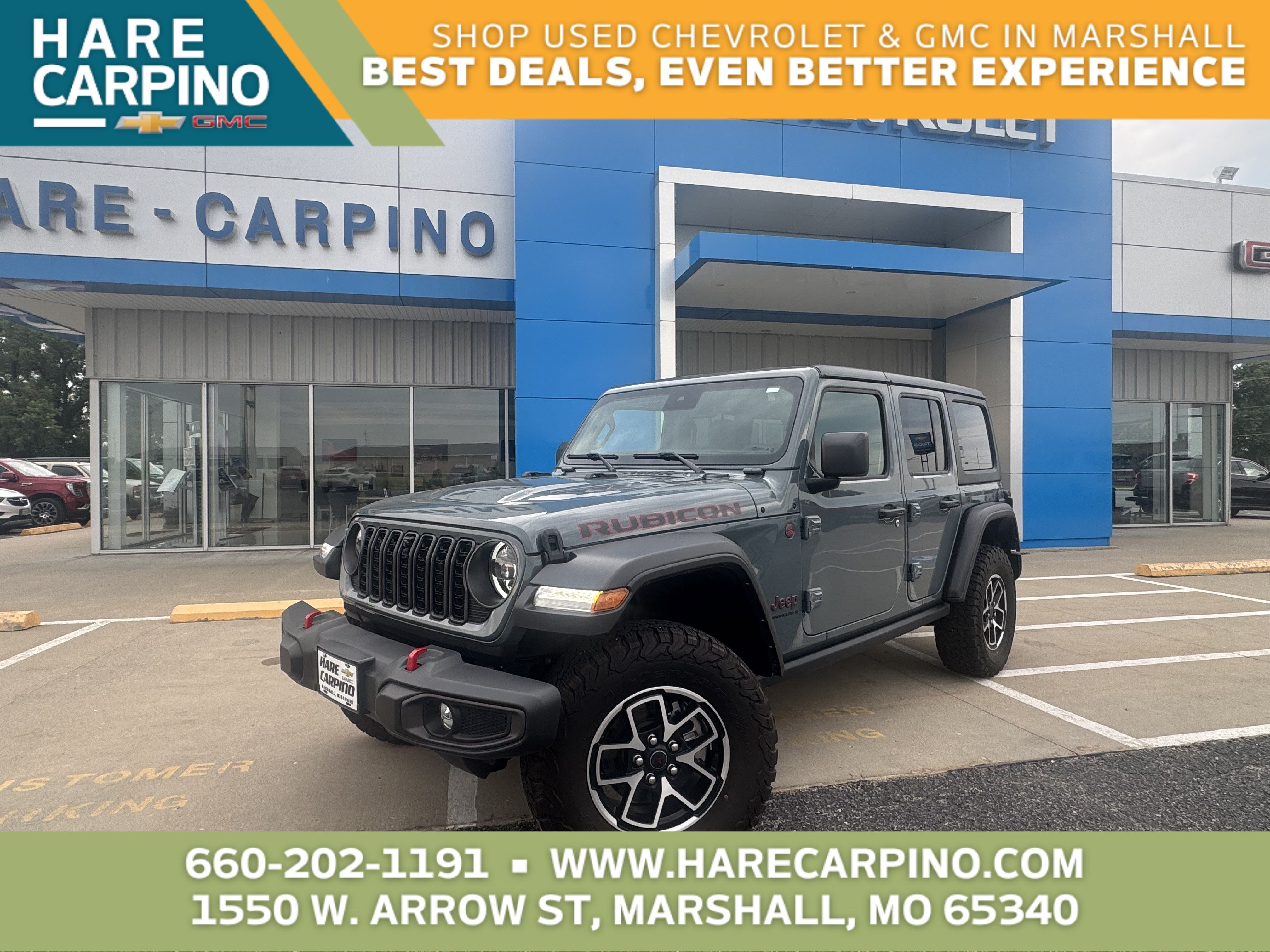 2024 Jeep Wrangler Rubicon in Anvil — front three-quarter view