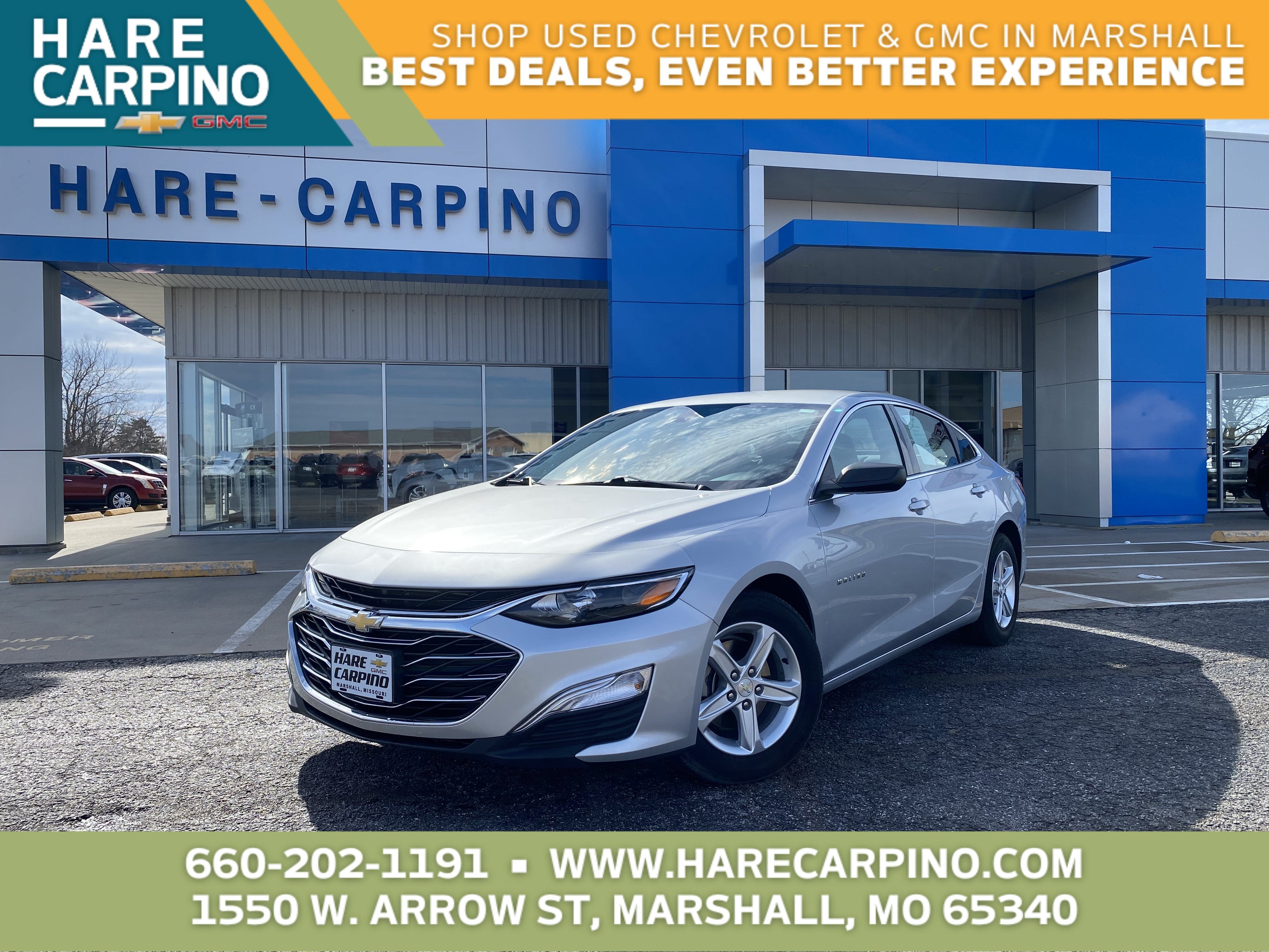 2020 Chevrolet Malibu FL in Silver Ice Metallic — front three-quarter view