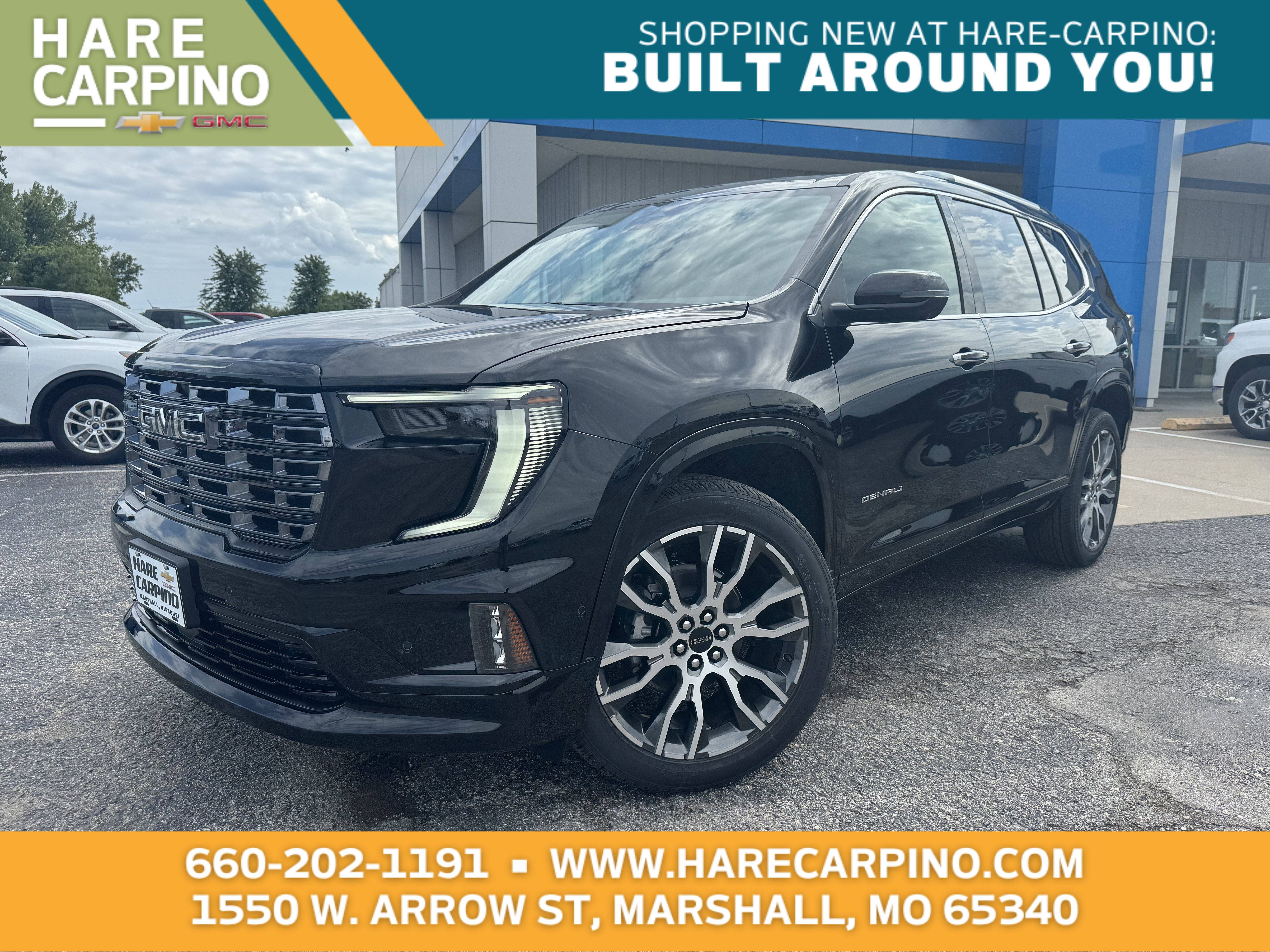 2026 GMC Acadia Denali Ultimate in Ebony Twilight Metallic — front three-quarter view