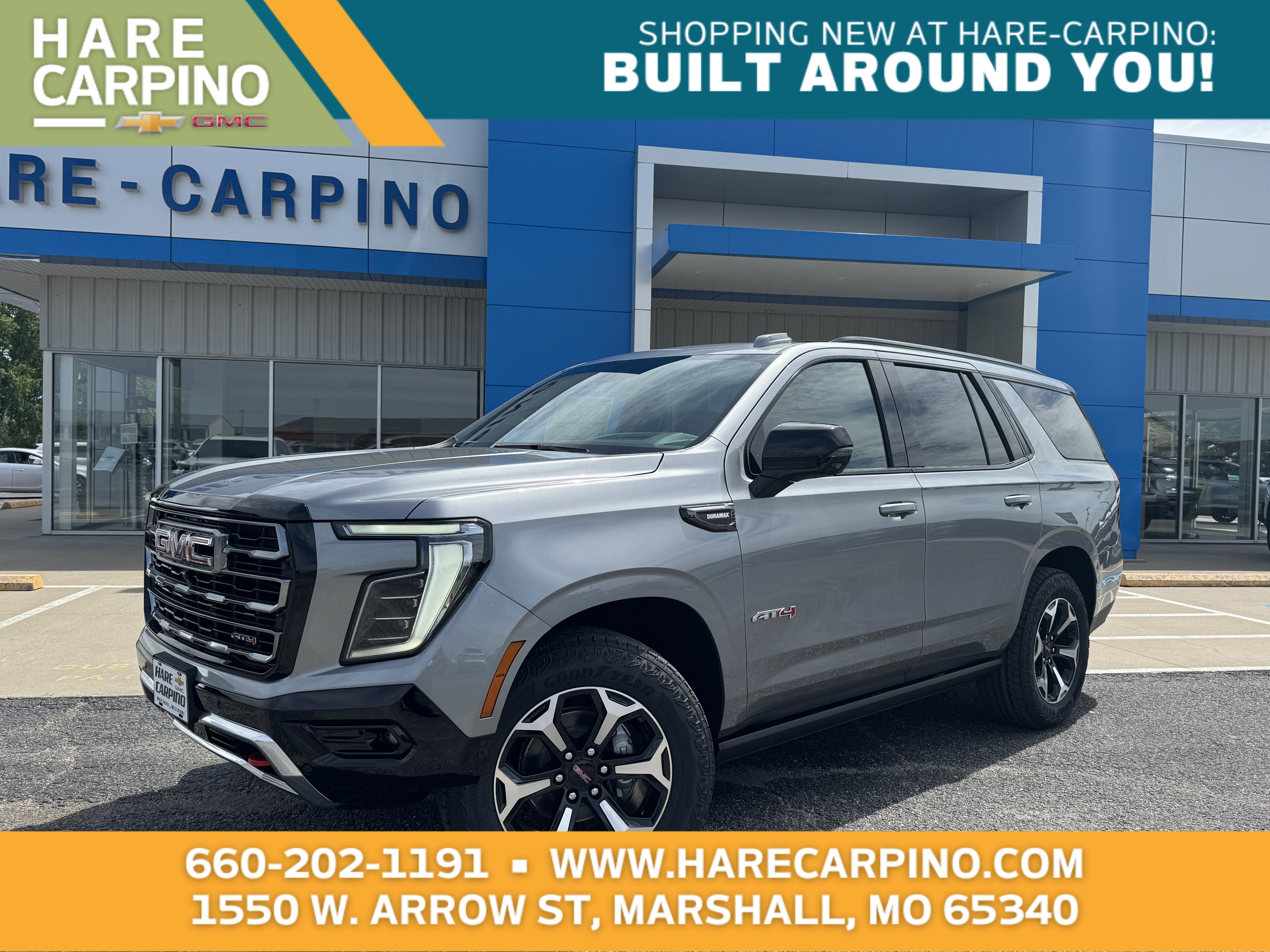 2026 GMC Yukon AT4 in Sterling Metallic — front three-quarter view