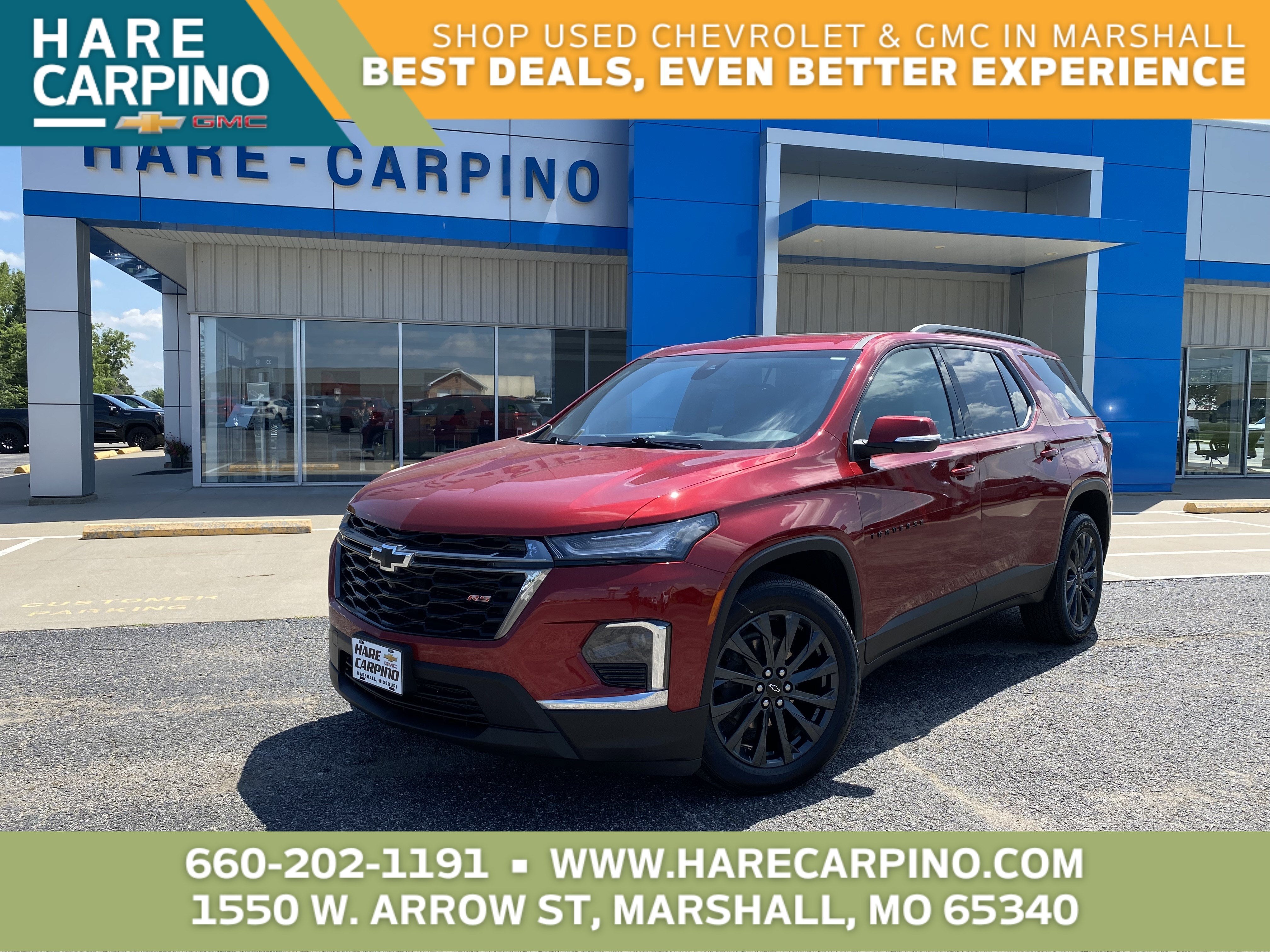 2023 Chevrolet Traverse RS in Radiant Red Tintcoat — front three-quarter view