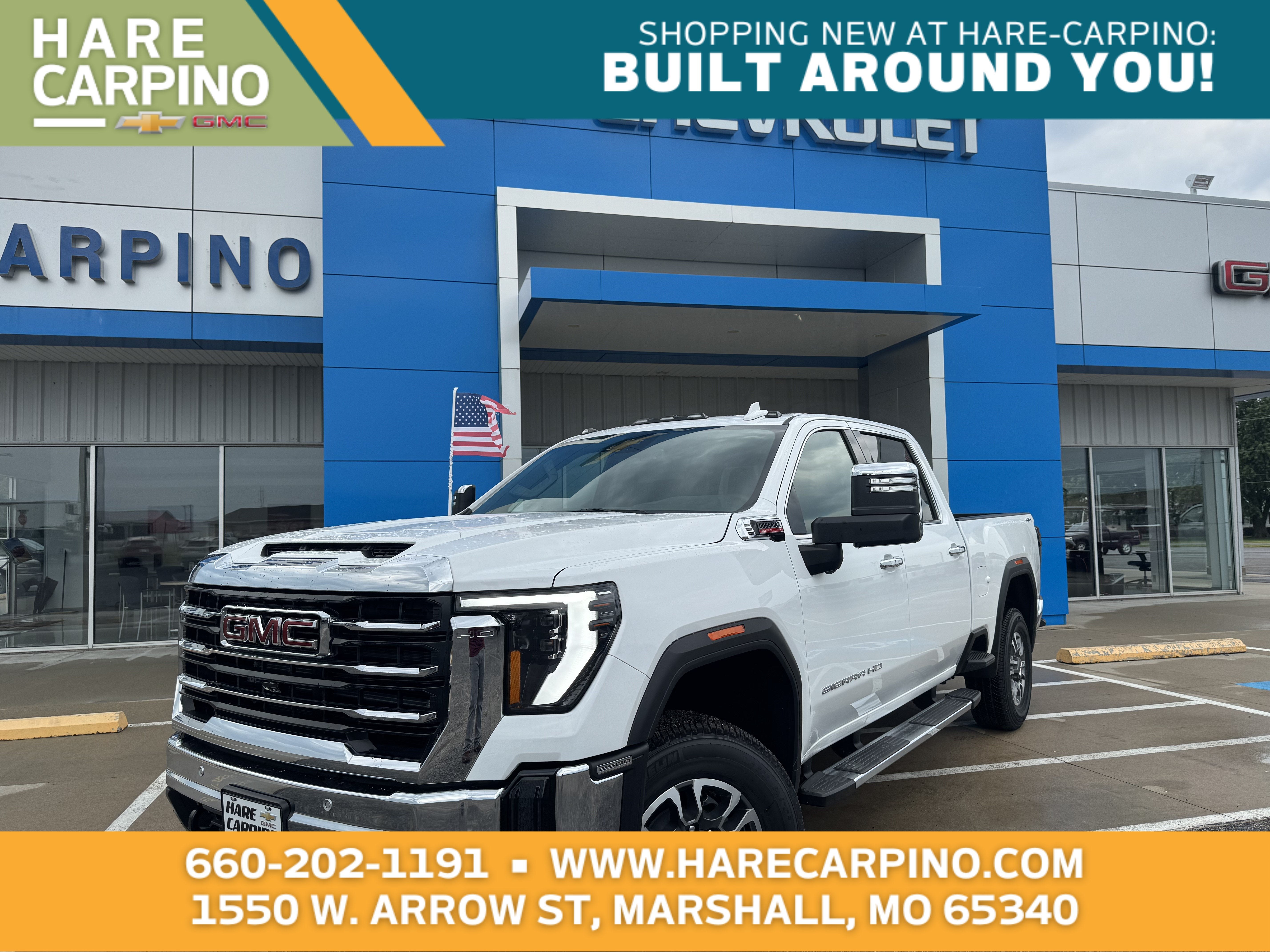 2026 GMC Sierra 2500 HD SLT in Summit White — front three-quarter view