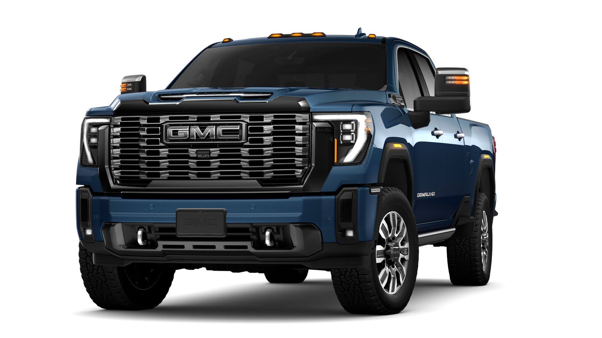 2026 GMC Sierra 2500 HD Denali Ultimate in Downpour Metallic — front three-quarter view