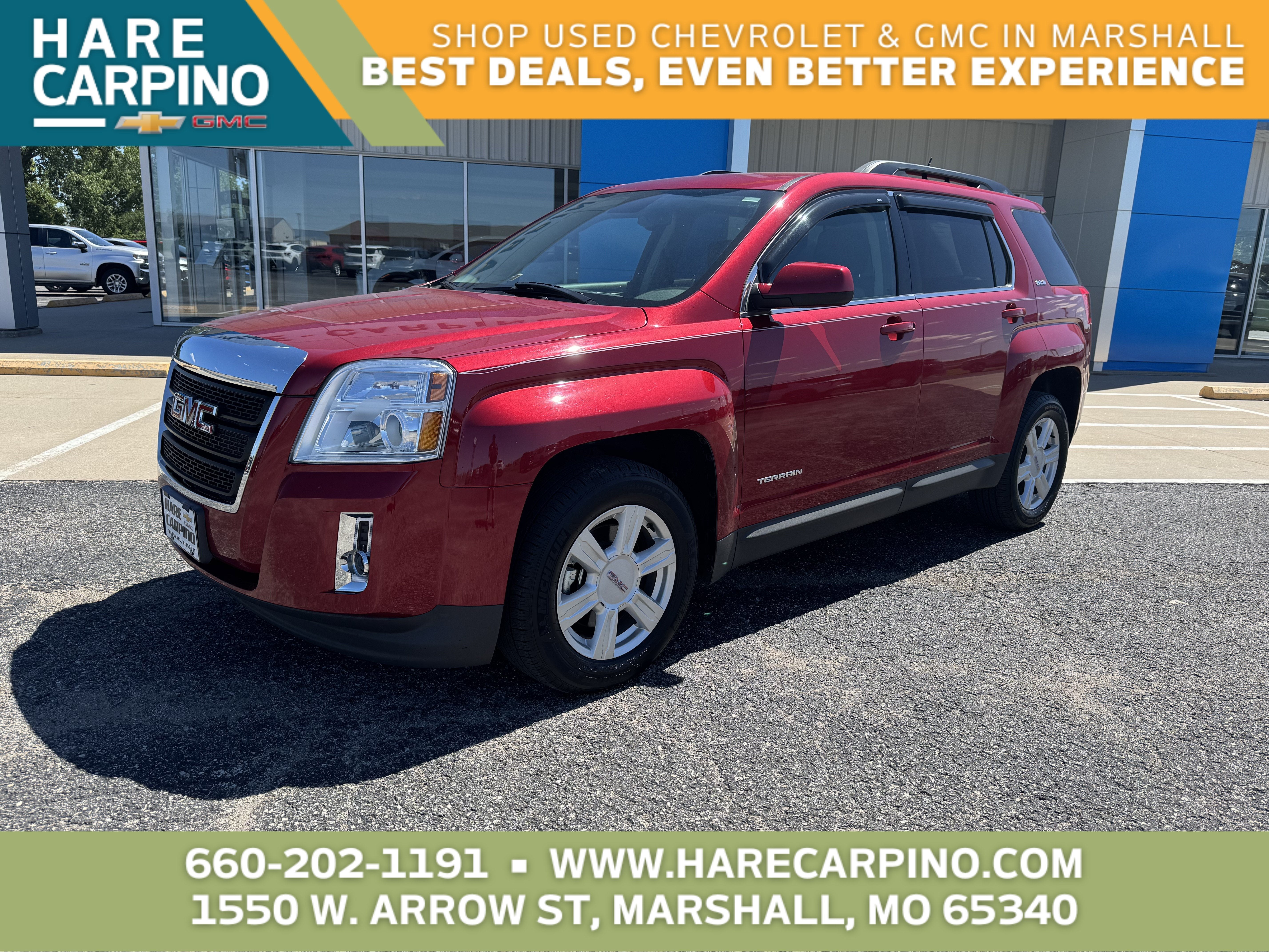 2014 GMC Terrain SLE in Crystal Red Tintcoat — front three-quarter view