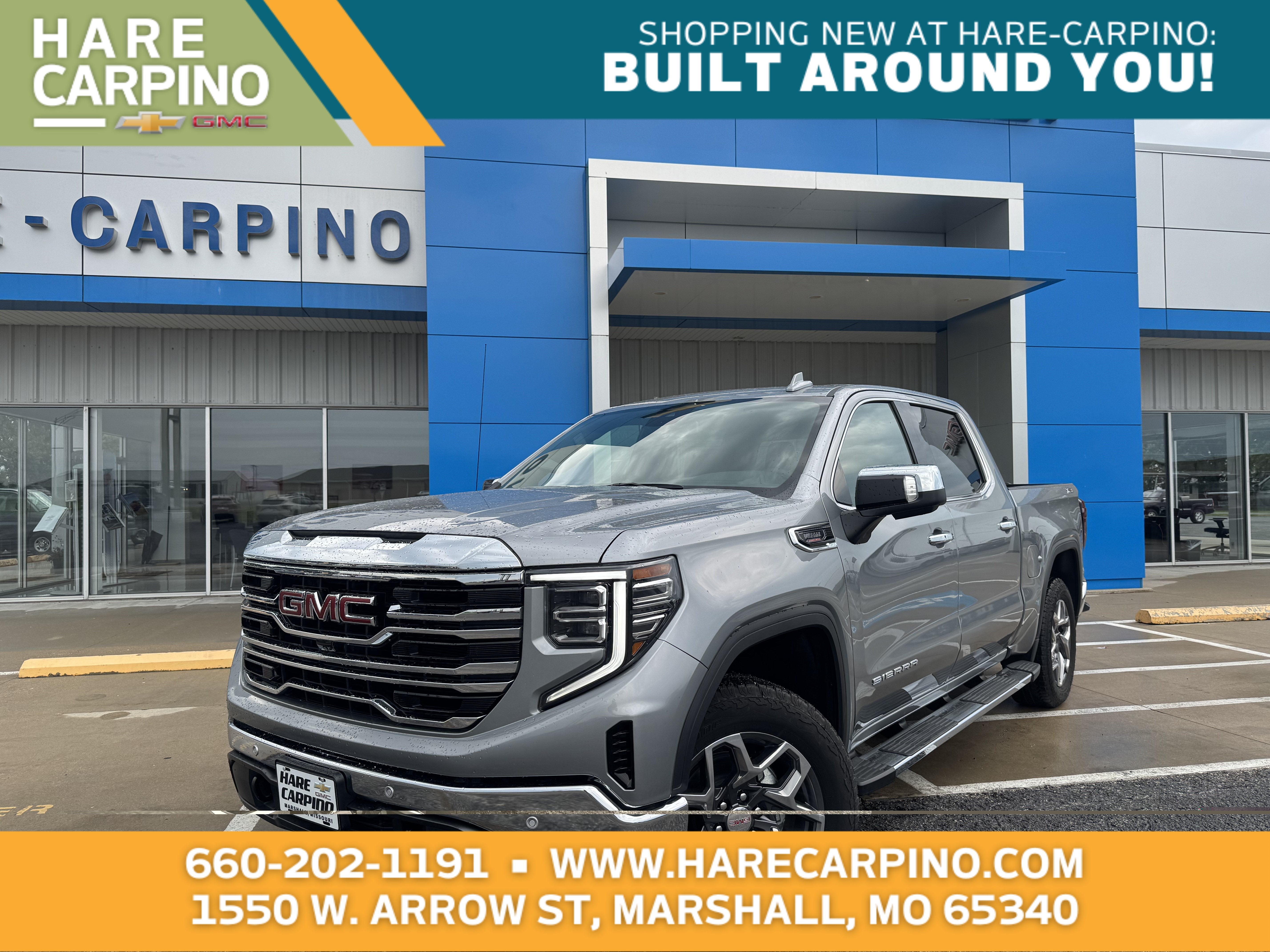 2026 GMC Sierra 1500 SLT in Sterling Metallic — front three-quarter view